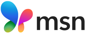 MSN logo featuring a multicolored butterfly shape to the left of the lowercase black letters "msn" on a white background.